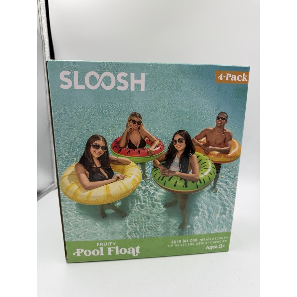 4 Pack Inflatable Pool Floats Fruit Tube Rings, Fruit Pool Tubes NEW IN BOX